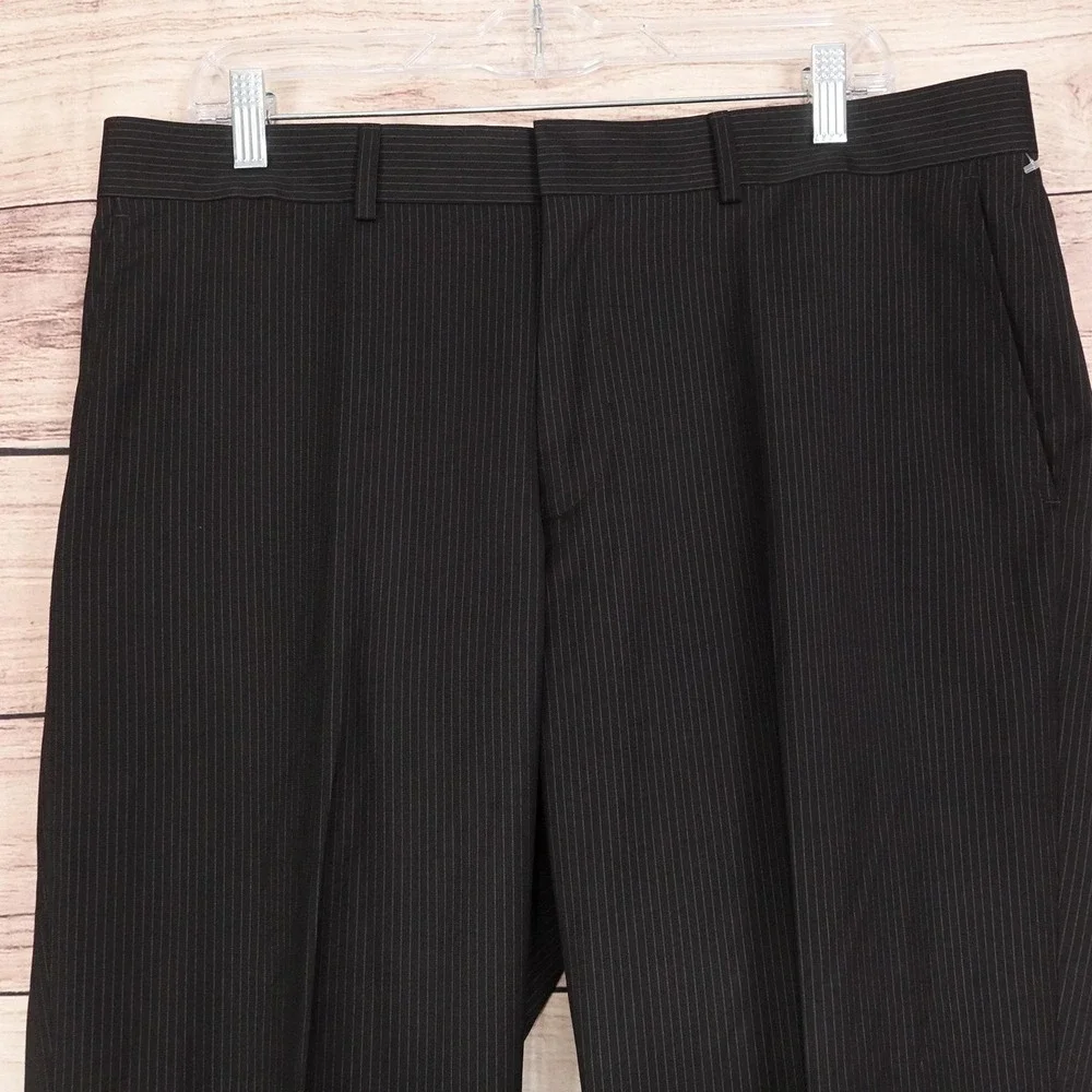 New! Dockers Dress Pants Mens‎ 36x30 Black Stripe Regular Fit Flat Front